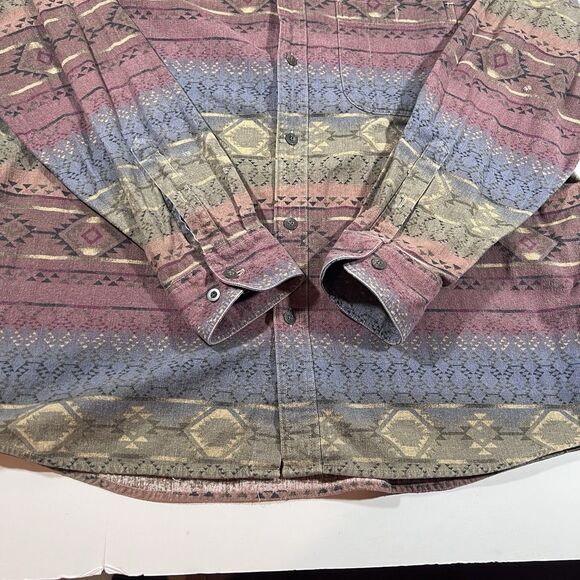 Cabela's Deerskin Soft Chamois Aztec Long Sleeve Button Up Shirt Men's XL - Picture 2 of 11